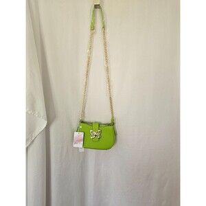 Blush Kiss Vegan Mini Purse Lime Green ‎ Gold Butterfly  Cross Body  NWT